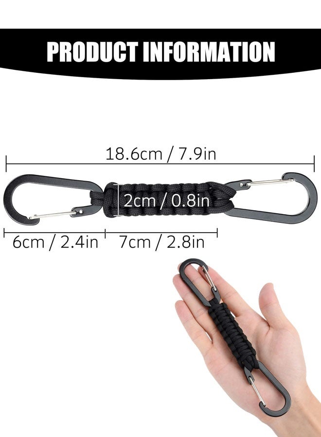 سلسلتا مفاتيح مزودتان بمشابك كارابين، وسلسلة مفاتيح من حبل الباراكورد مزودة بحلقات قفل على شكل حرف D - سلسلة مفاتيح متينة لتعليق مفاتيح السيارة، وحقائب الظهر، والأدوات، للرجال والنساء - Image 2